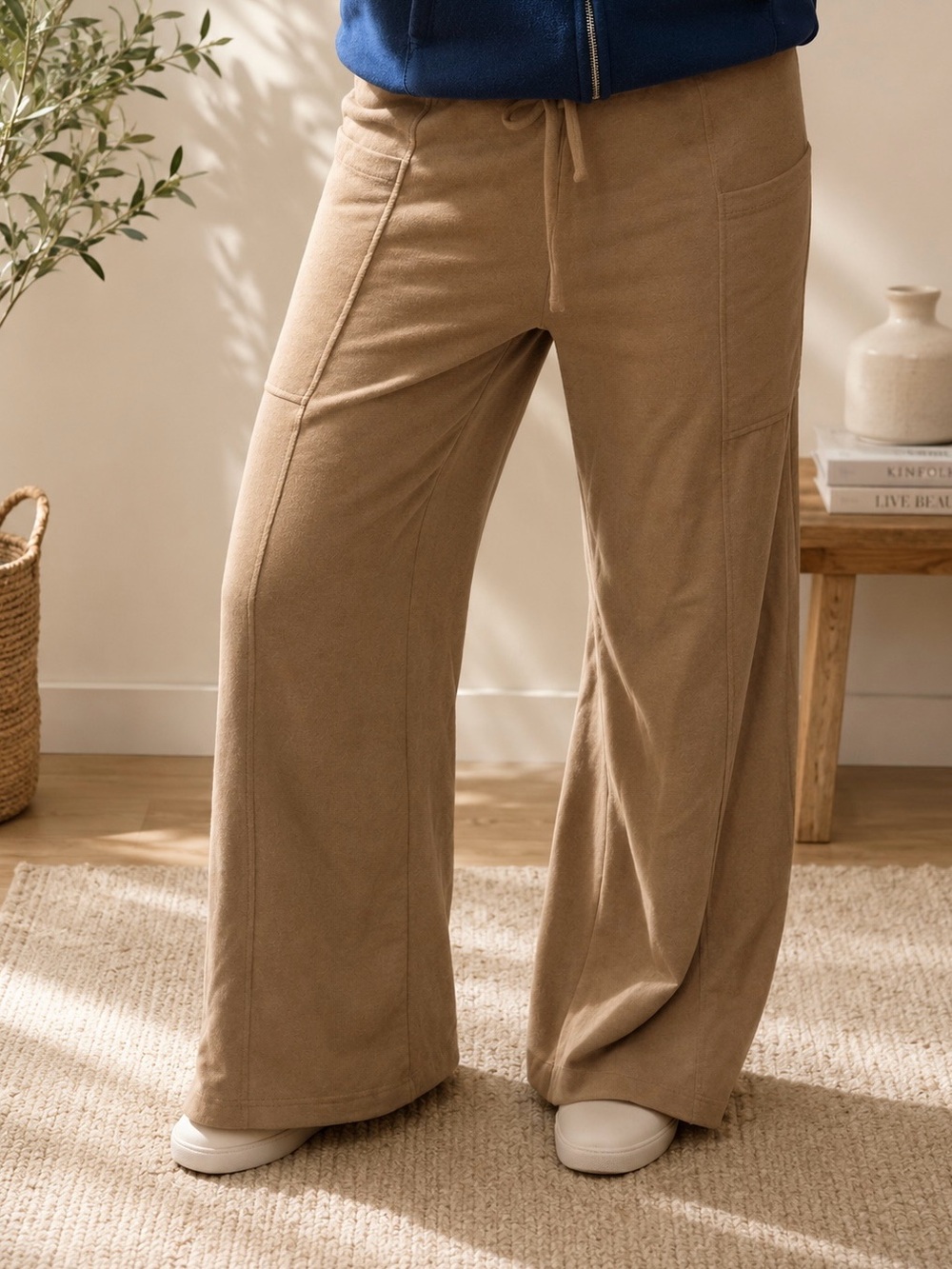 Gilli Wide-Leg Drawstring Pants in Tan
